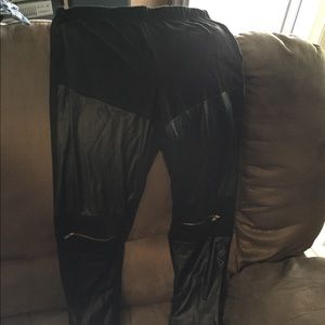 Forever 21 Partial Faux Leather Leggings